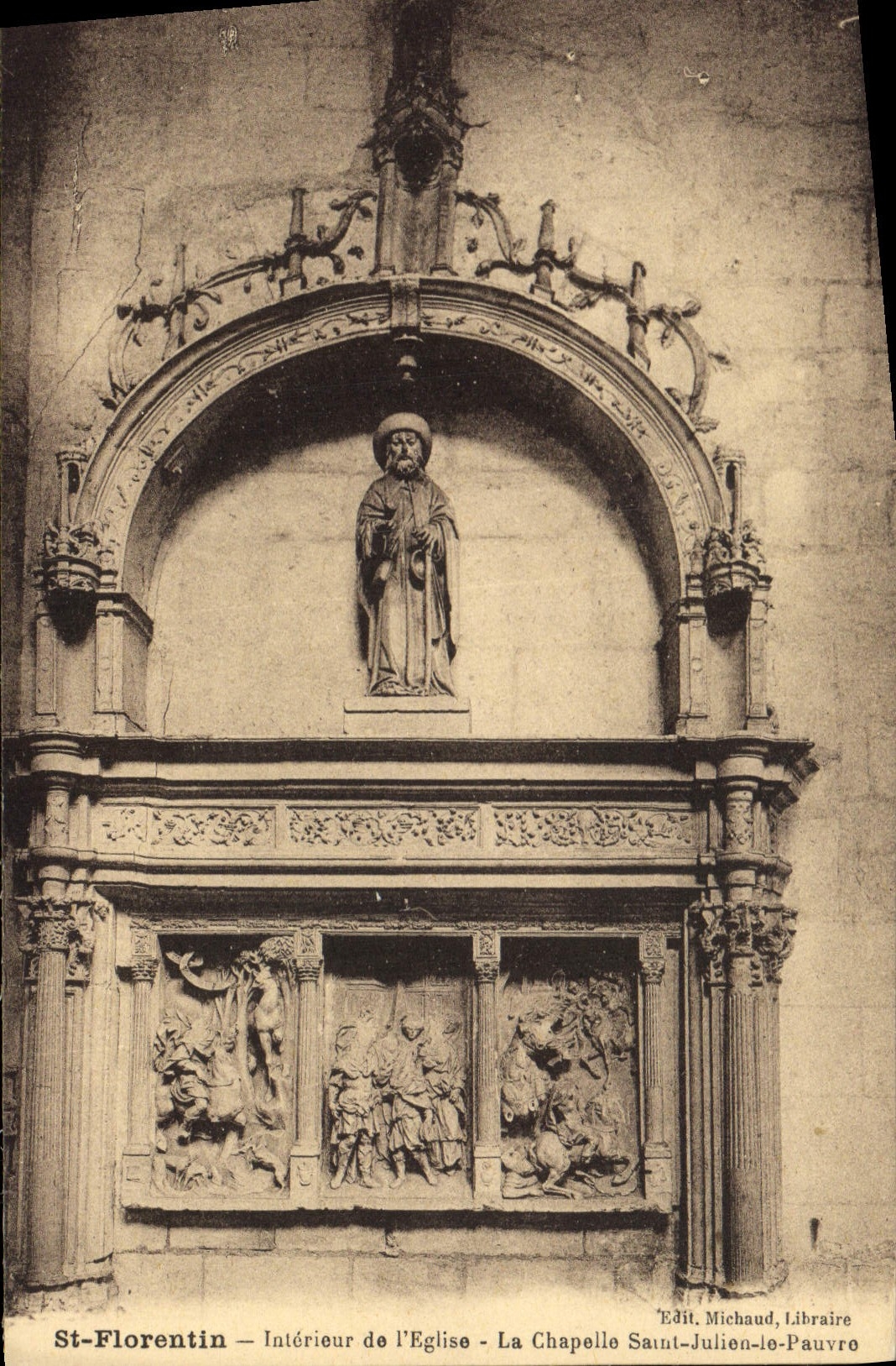 POSTAL Florentin interior santo de la VENDIMIA de la iglesia la cámara acorazada Julien Saint el pobre