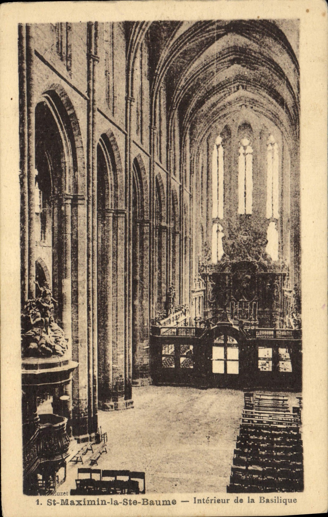VINTAGE POSTCARD St Maximin the Basilica Interior of the basilica