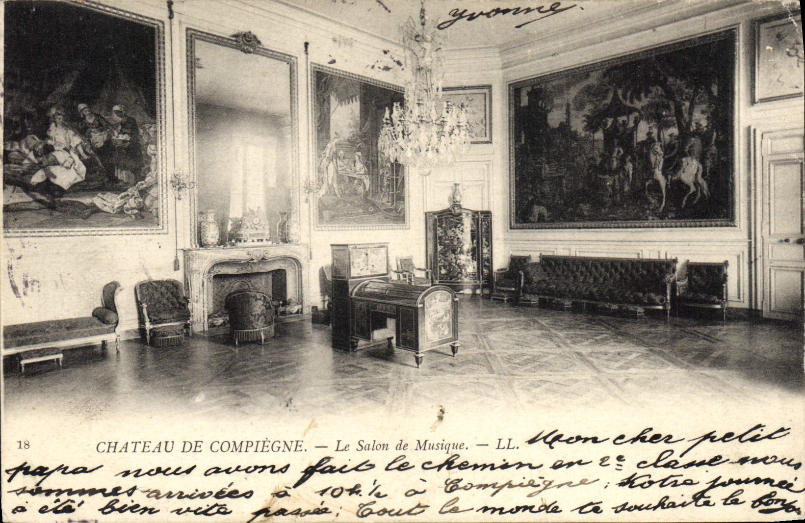 Castillo de la POSTAL de la VENDIMIA de Compiegne la sala de estar de la música