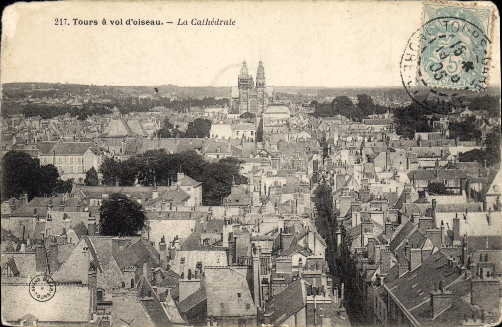 VINTAGE POSTCARD Tours as the crow flies the cathedral