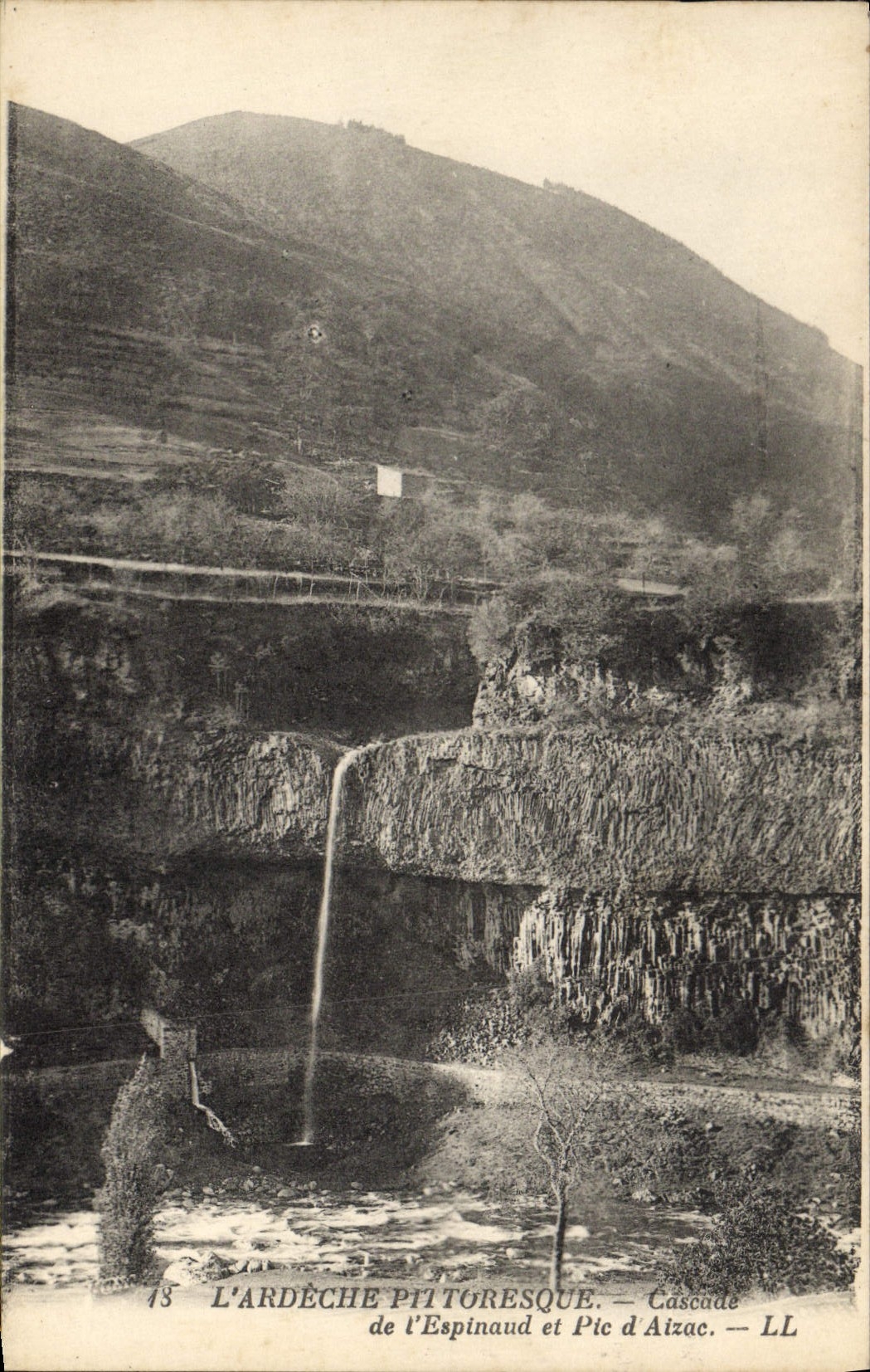 VINTAGE POSTCARD Cascade of Espinaud and peak of Aizac