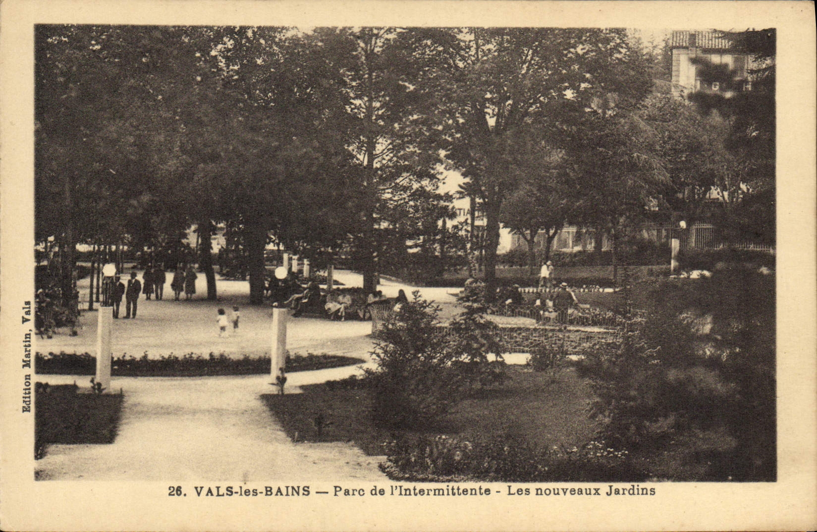 VINTAGE POSTCARD Valleys les Bains Park of Intermittent the new gardens