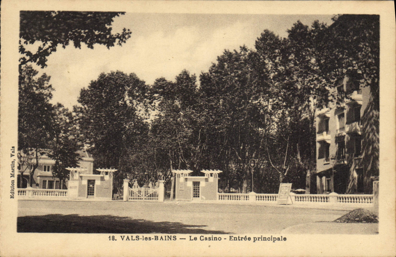 VINTAGE POSTCARD Valleys les Bains the casino Main entrance