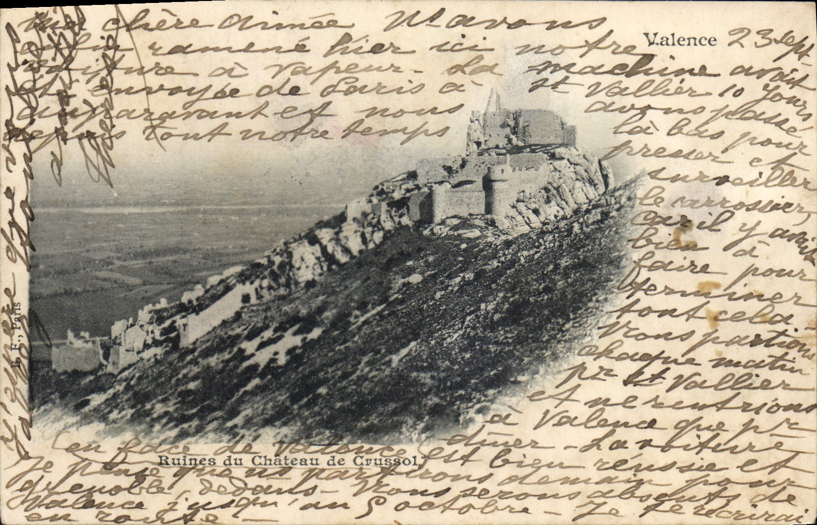 VINTAGE POSTCARD Ruins of the castle of Crussol Valence