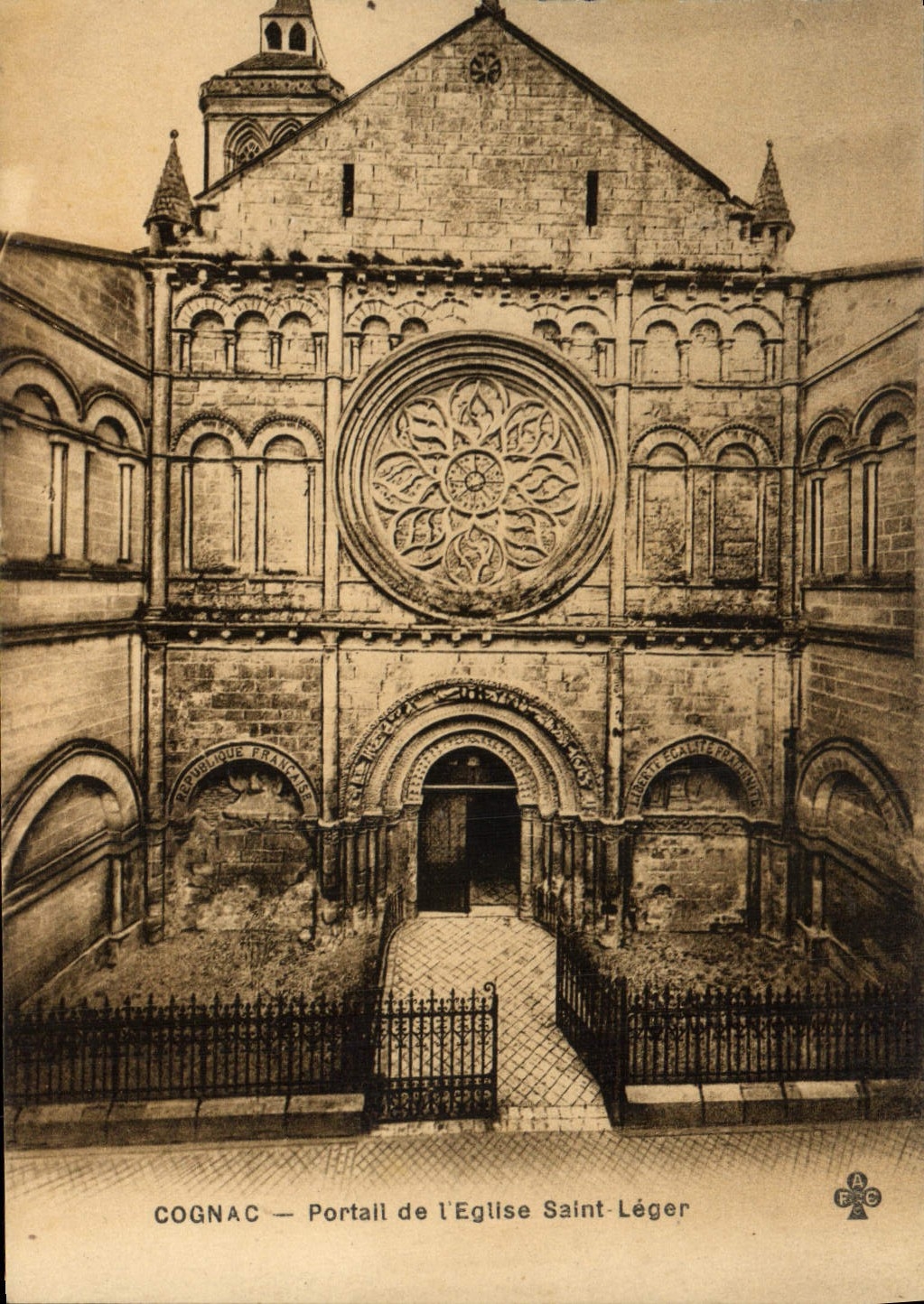 VINTAGE POSTCARD Cognac Light Gate of the church Holy