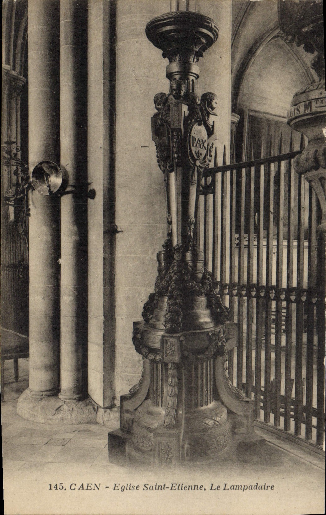 VINTAGE POSTCARD Caen Church Etienne Saint the standard lamp