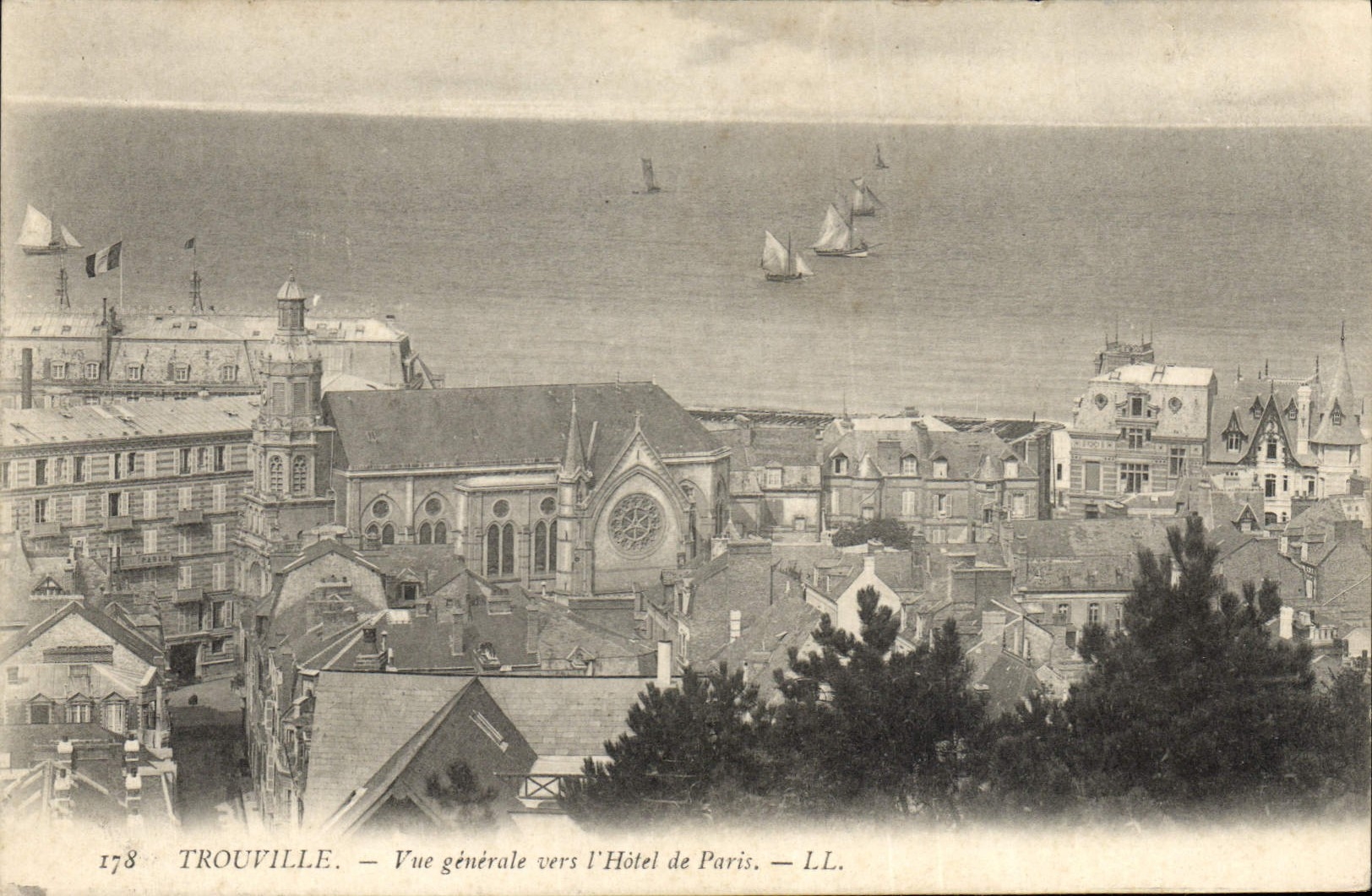VINTAGE POSTCARD Trouville View towards the Hotel of Paris