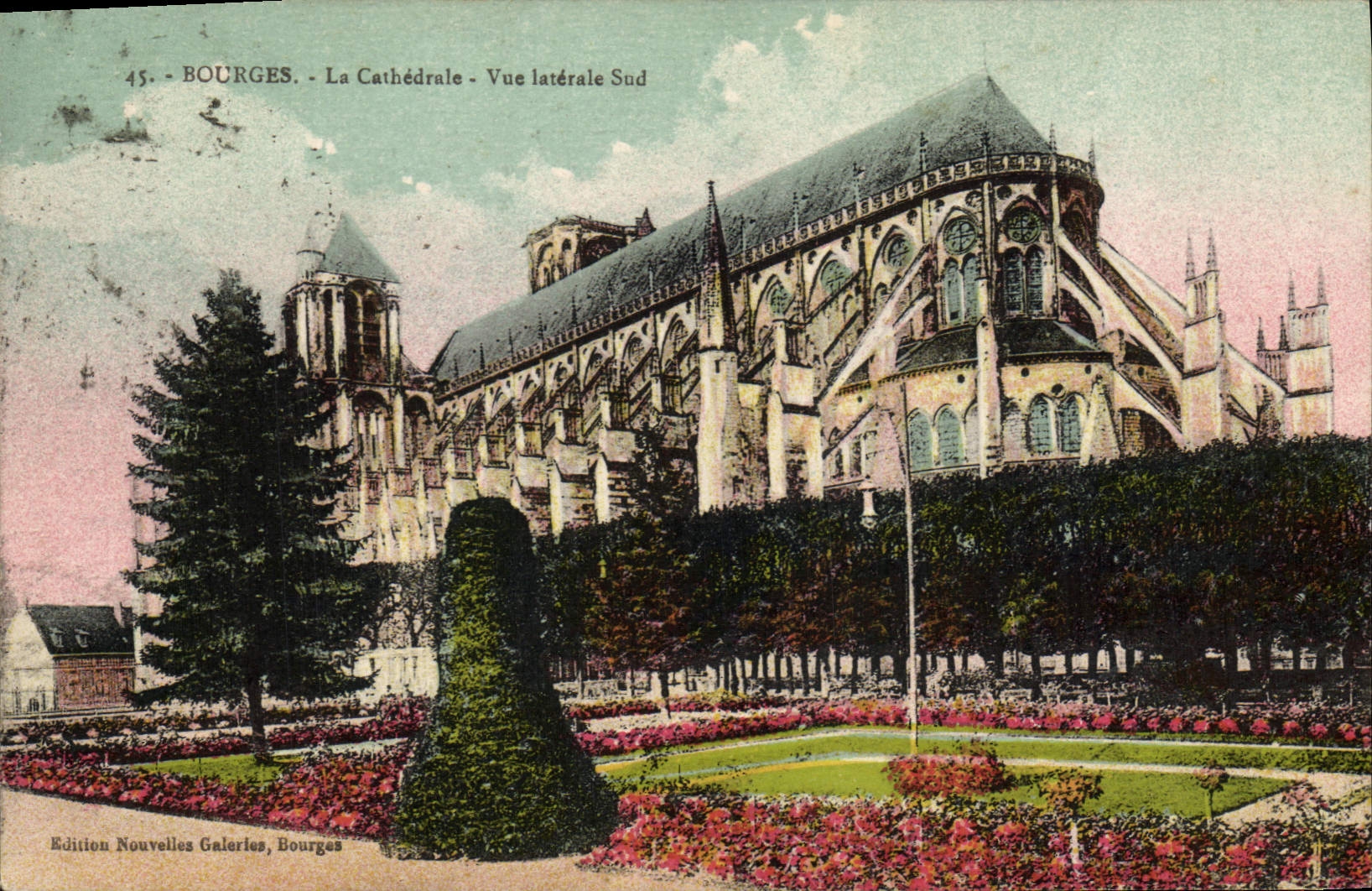 POSTAL Bourges de la VENDIMIA el sur lateral visto catedral