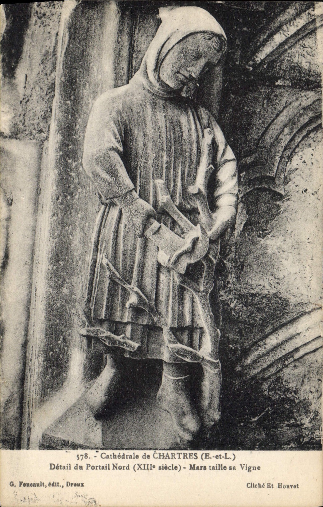 CPA Cathedrale de Chartres Detail du Portail Nord Mars taille la vigne