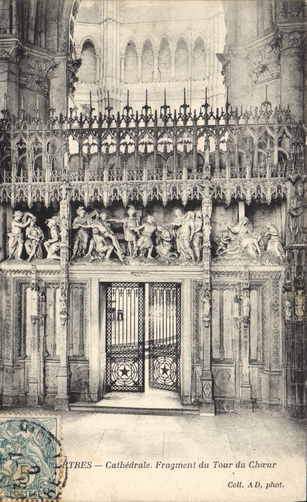Catedral de la POSTAL de la VENDIMIA del fragmento de Chartres de la vuelta del estribillo