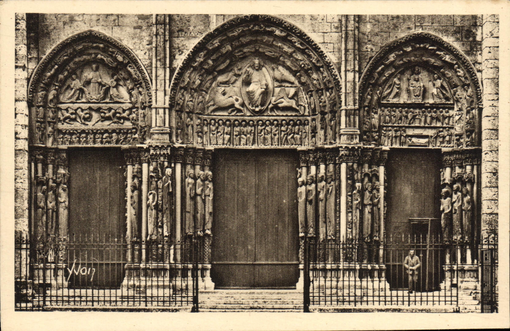 Catedral de la POSTAL de la VENDIMIA de Chartres la puerta grande