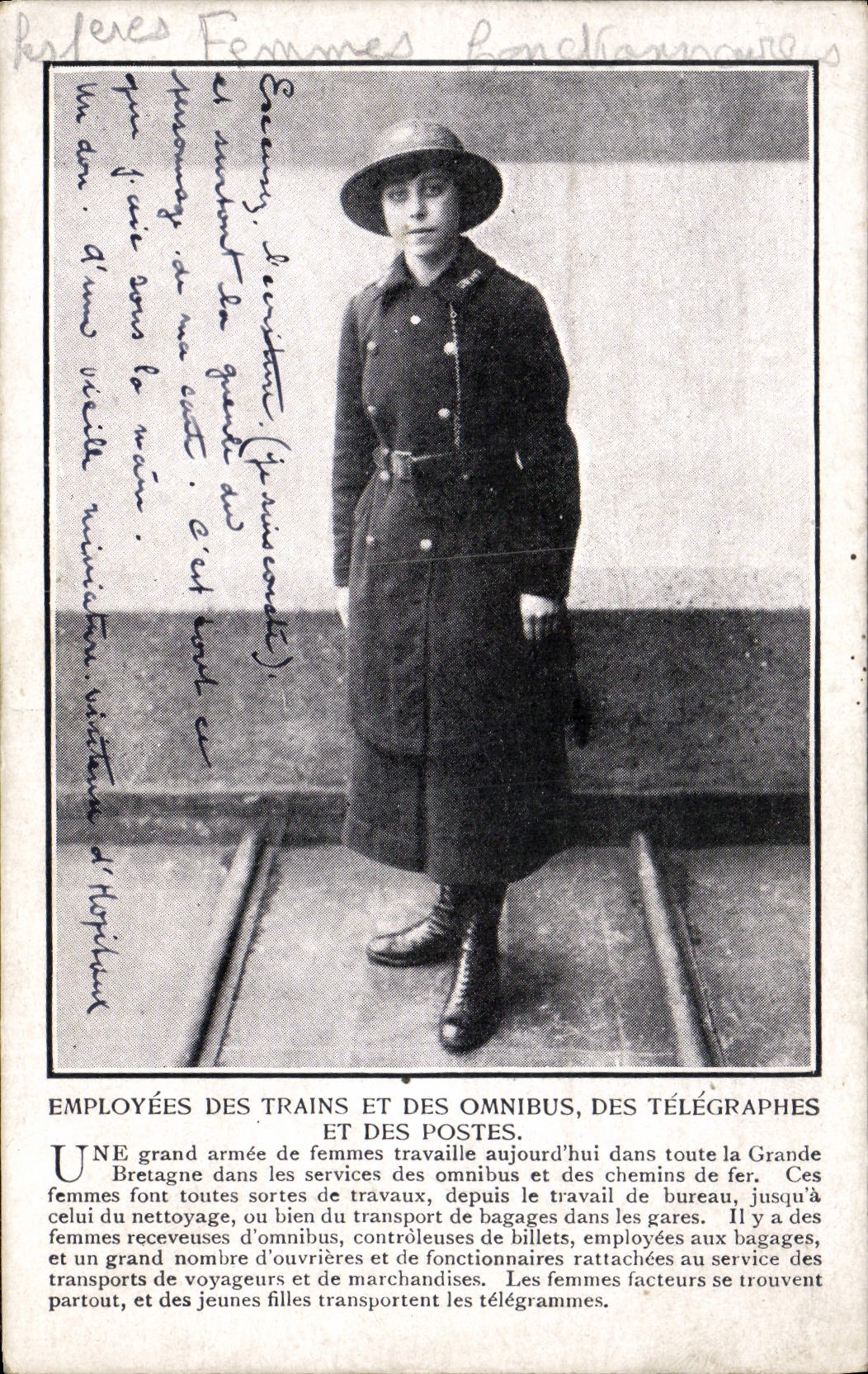 VINTAGE POSTCARD Employed trains and slow trains of the Telegraphs and Stations