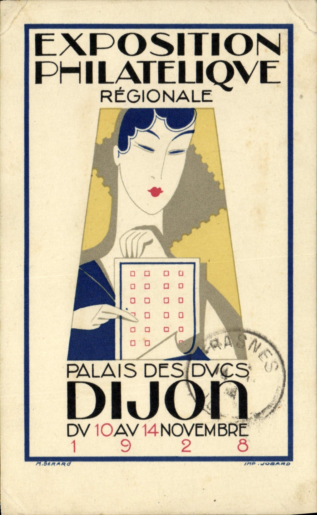 VINTAGE POSTCARD Fair philatelic Regional Palate of the Dukes Dijon 1928