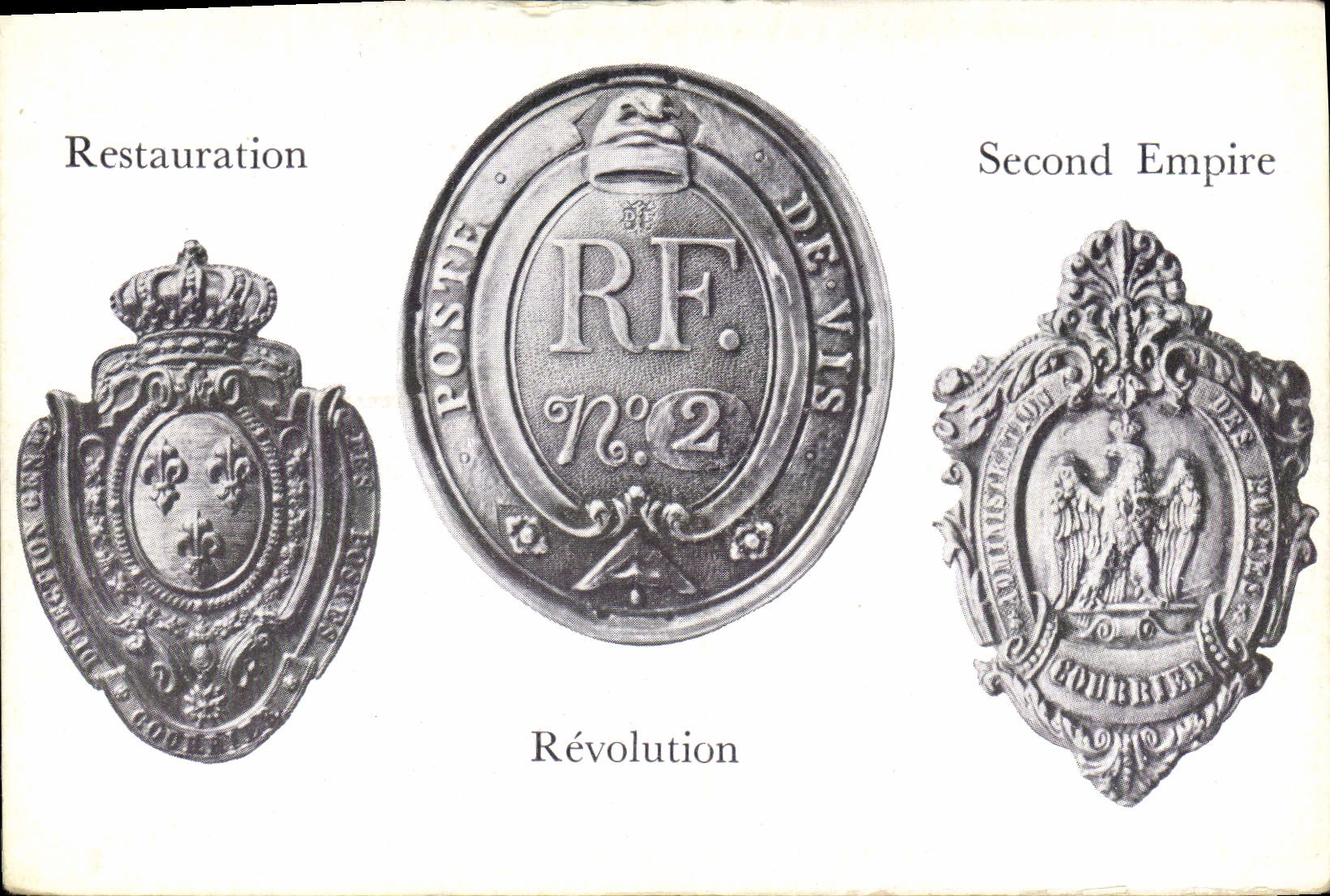CPA Plaques postales postillon et courriers Restauration Second Empire