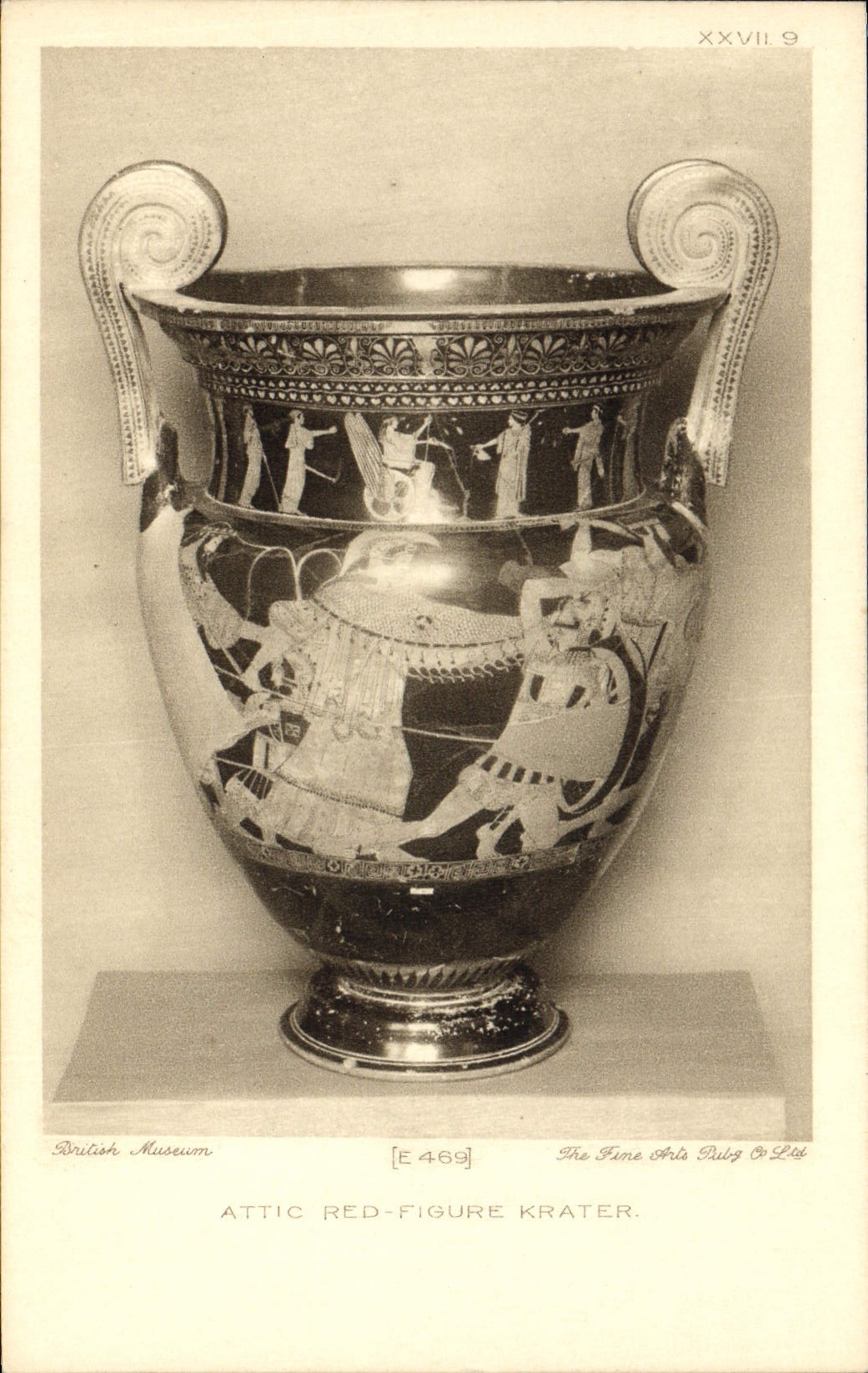 Loza de barro Faincerie British Museum Londres de la POSTAL de la VENDIMIA