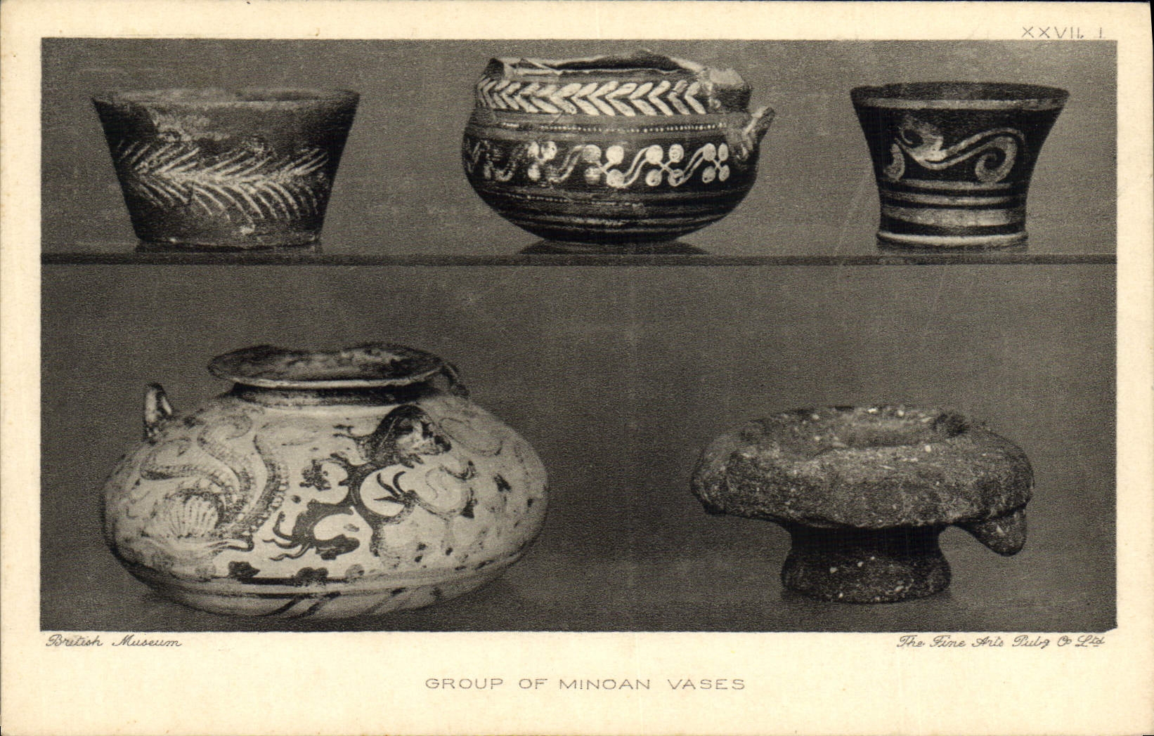 Grupo de Faincerie British Museum Londres de la loza de barro de la POSTAL de la VENDIMIA de los floreros de Minoan