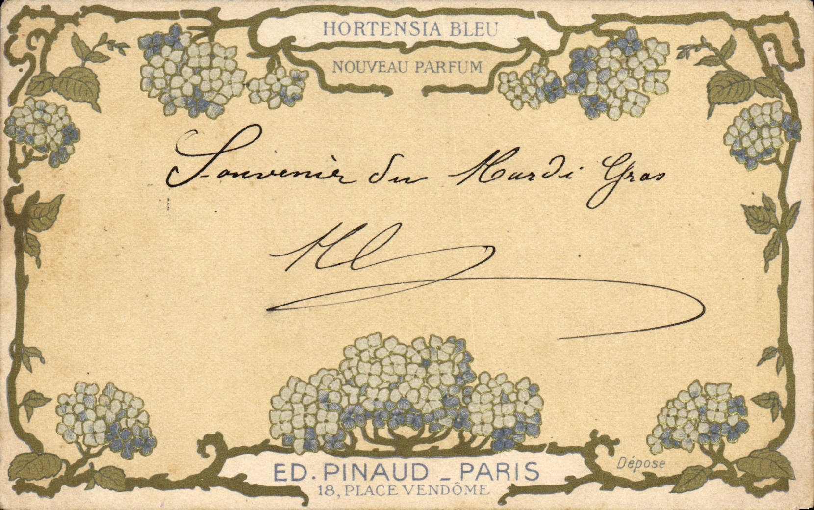 CPA Parfurmerie Parfum Hortensia Bleu Pinaud Place Vendome Paris