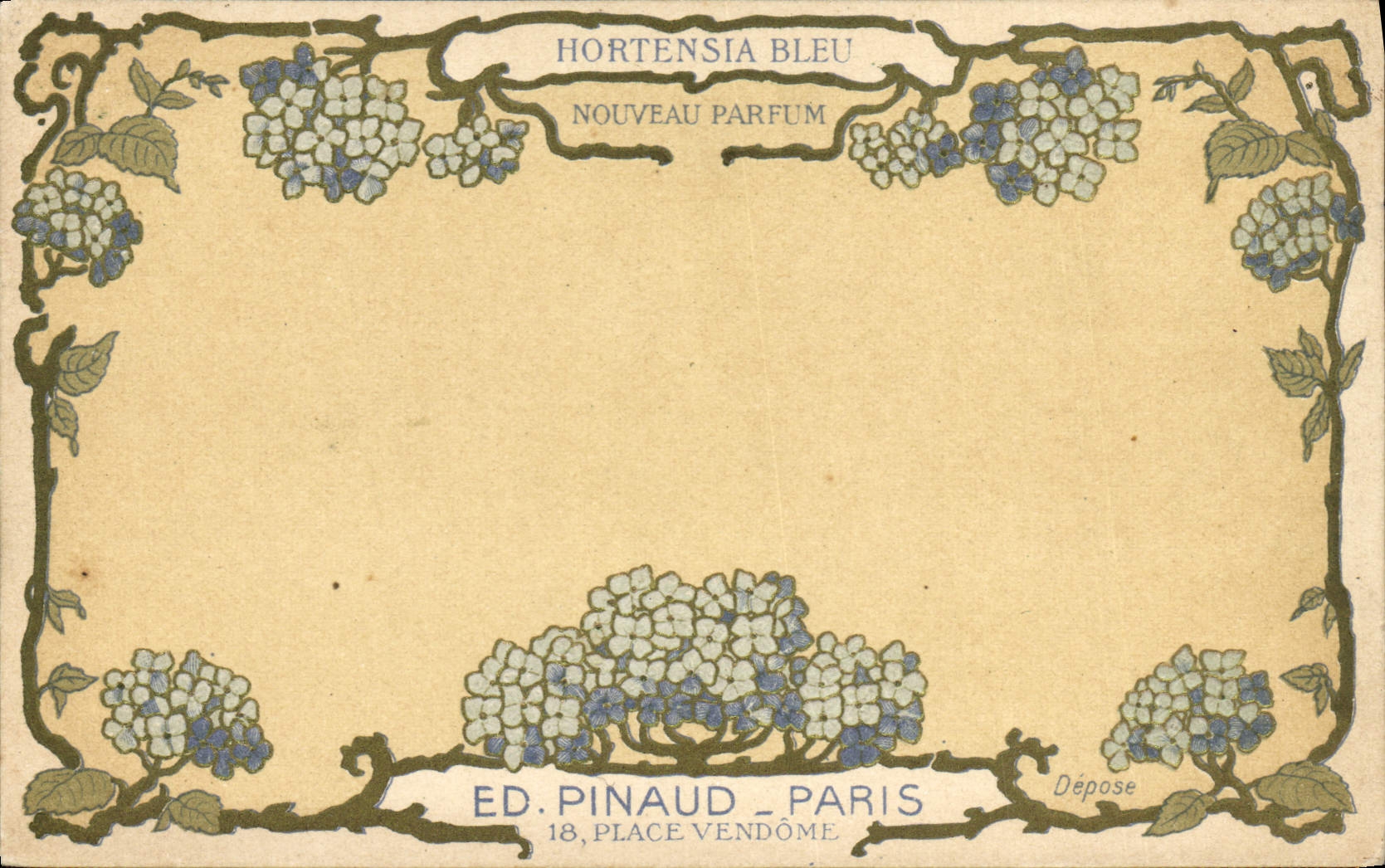 CPA Parfurmerie Parfum Hortensia Bleu Pinaud Place Vendome Paris