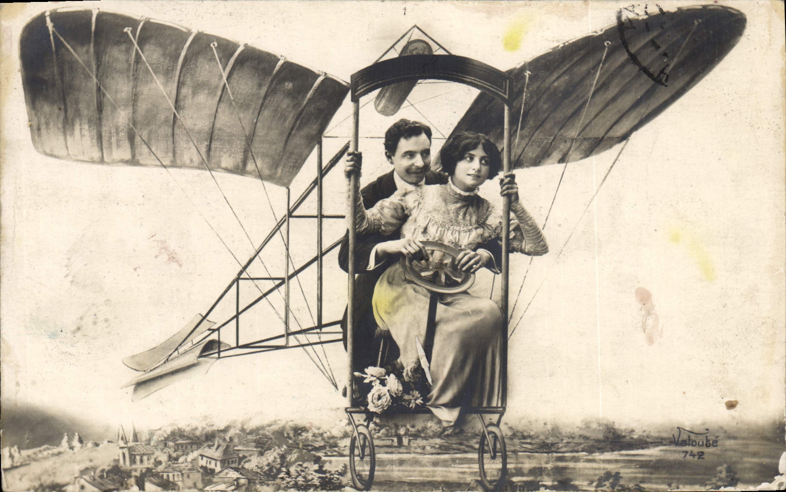 CPA Photographie Femme Avion