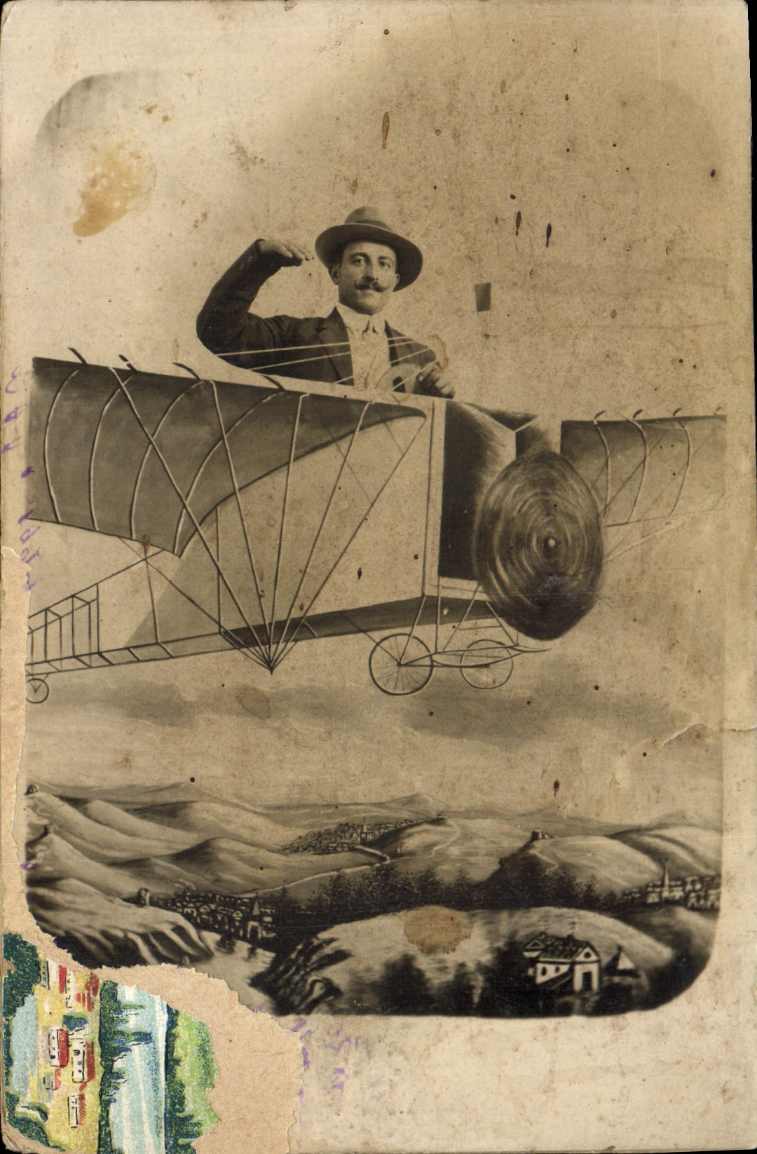 CPA Photographie Homme Avion