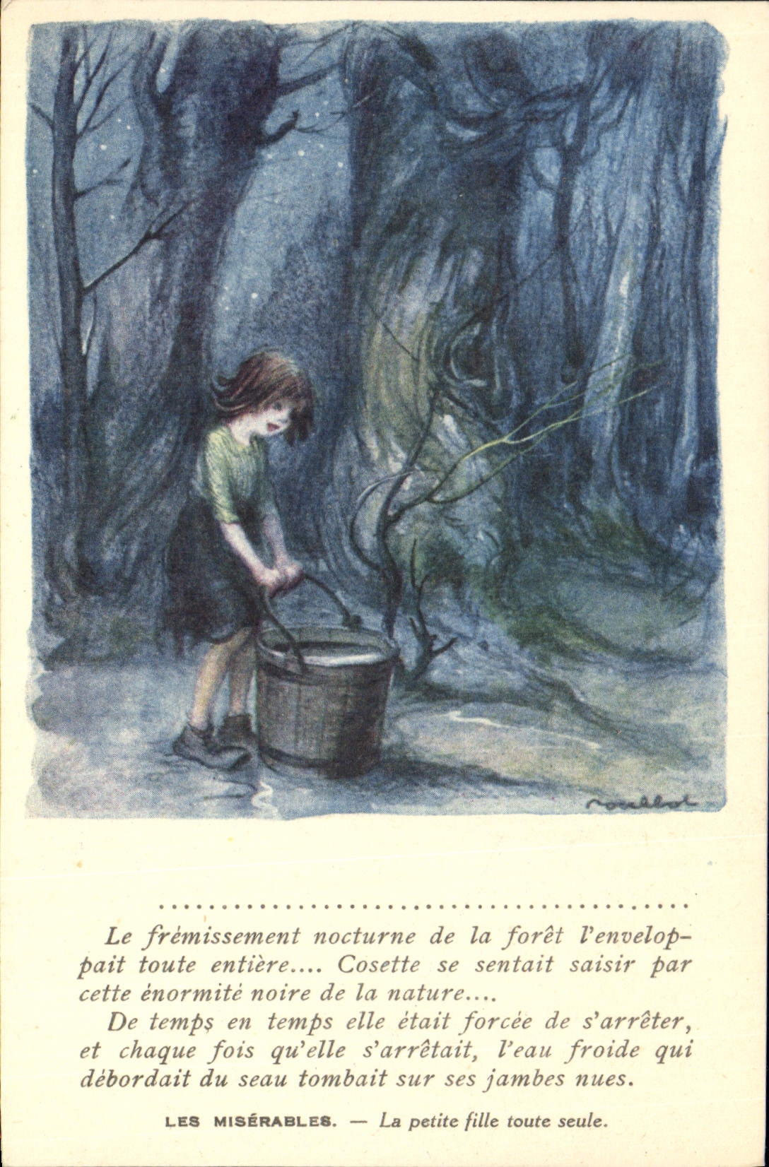 CPA Fantaisie Illustrateur Poulbot Victor Hugo Les Miserables La petite fille toute seule