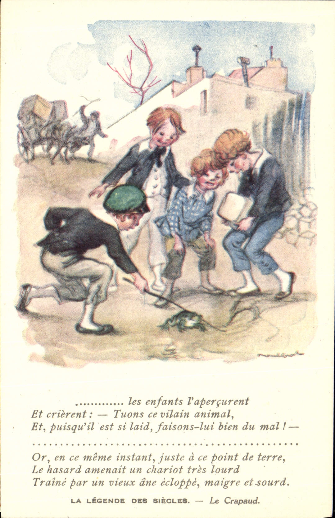 CPA Fantaisie Illustrateur Poulbot Victor Hugo La legende des siecles Le Crapaud Grenouille