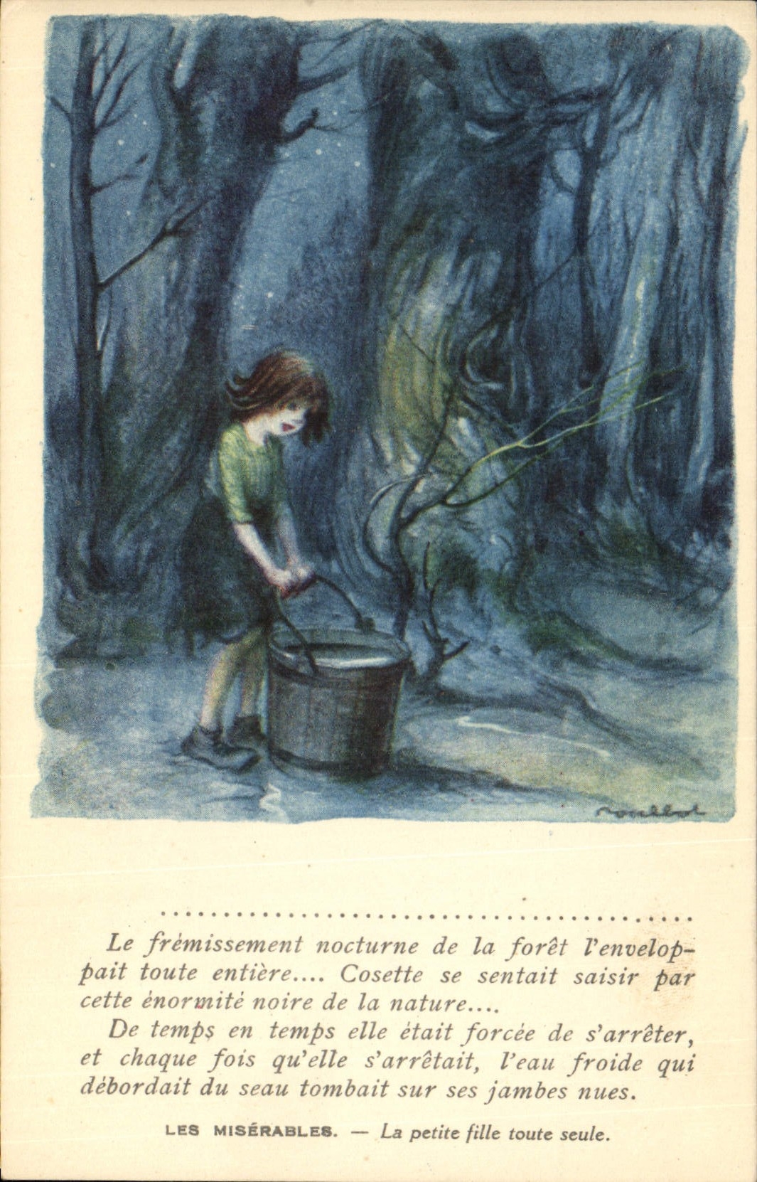 CPA Fantaisie Illustrateur Poulbot Victor Hugo Les Miserables La petite fille toute seule