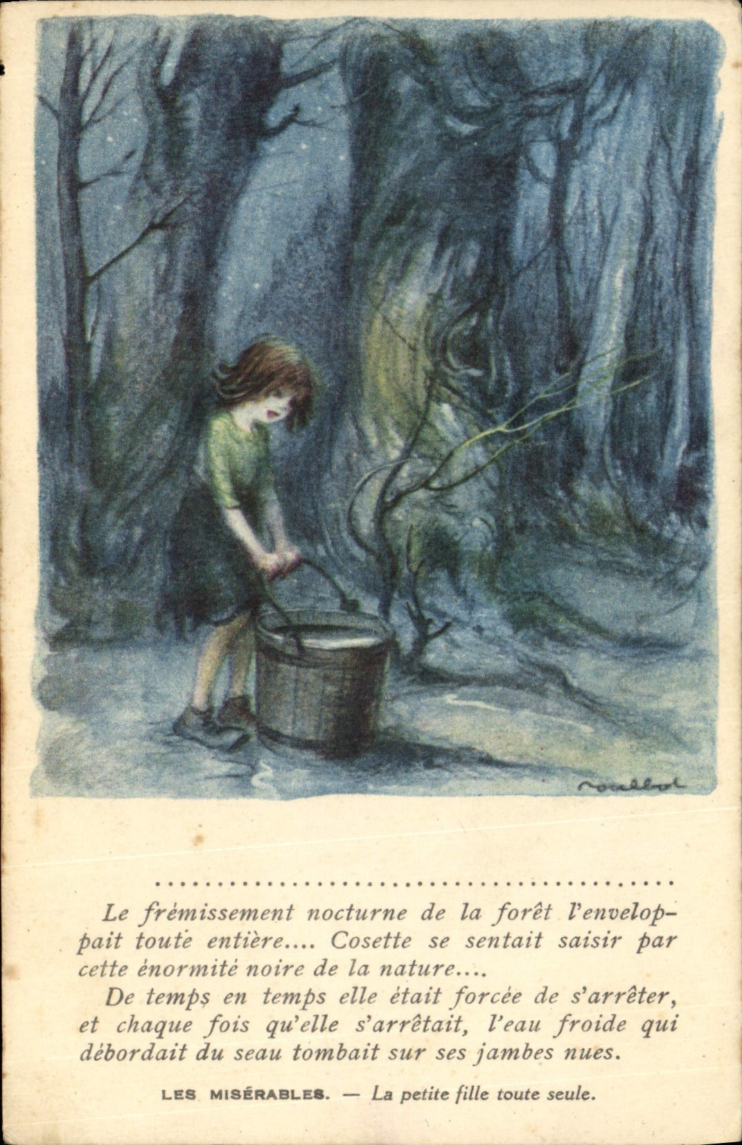 CPA Fantaisie Illustrateur Poulbot Victor Hugo Les Miserables La petite fille toute seule