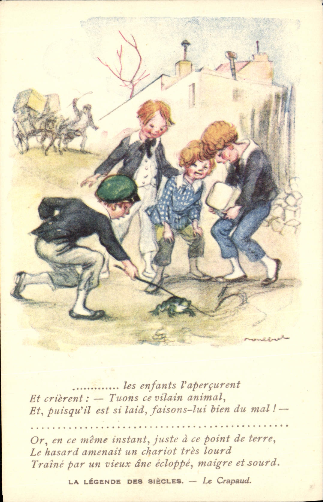 CPA Fantaisie Illustrateur Poulbot Victor Hugo La legende des siecles Le Crapaud Grenouille