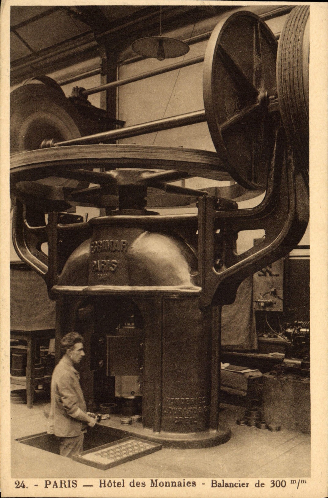 VINTAGE POSTCARD Currencies Paris Mint Beam of 300mm