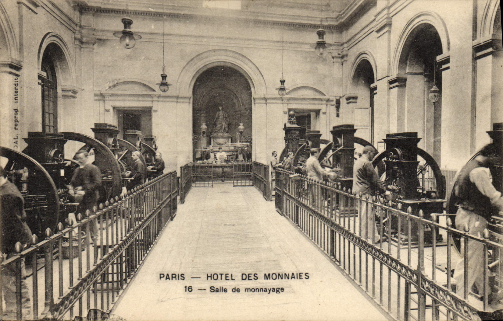 VINTAGE POSTCARD Currencies Paris Mint Room of coining