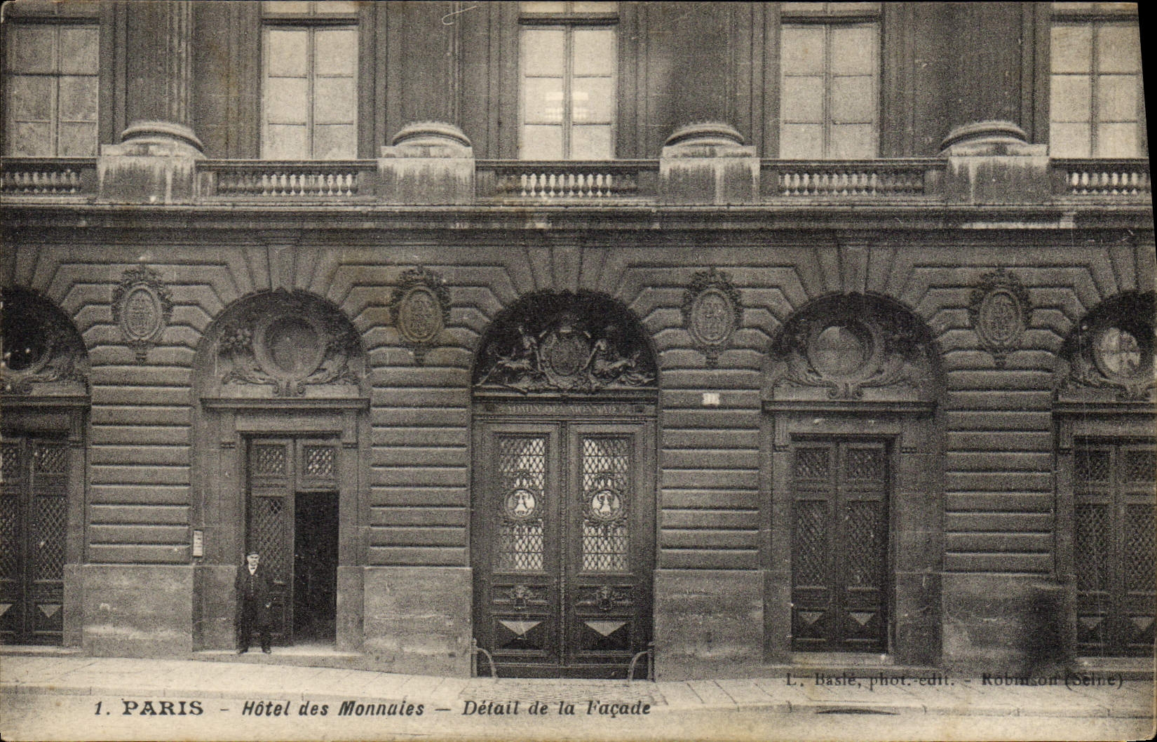 VINTAGE POSTCARD Currencies Paris Mint Detail of the frontage