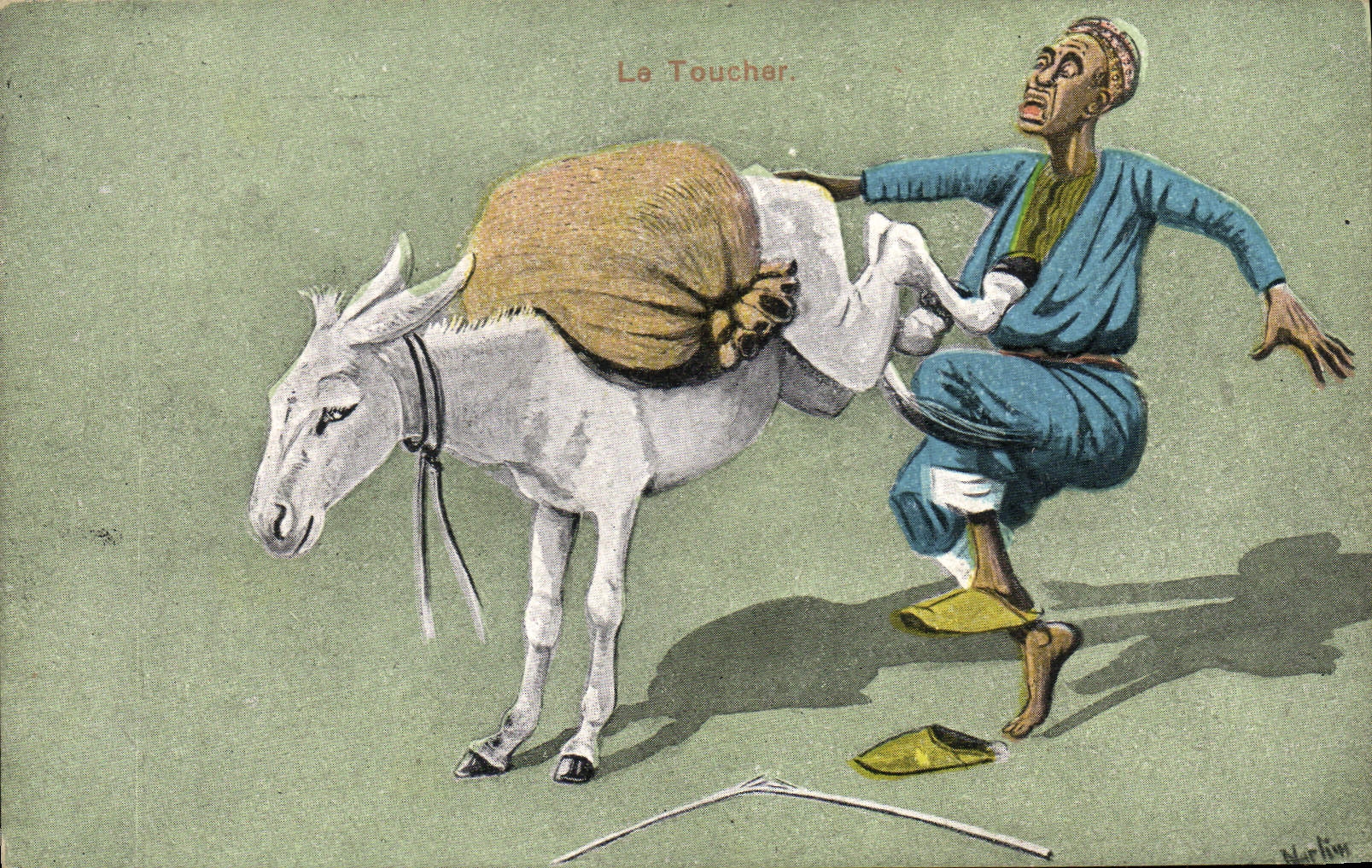 Orientalism de la POSTAL de la VENDIMIA la mula del asno del tacto