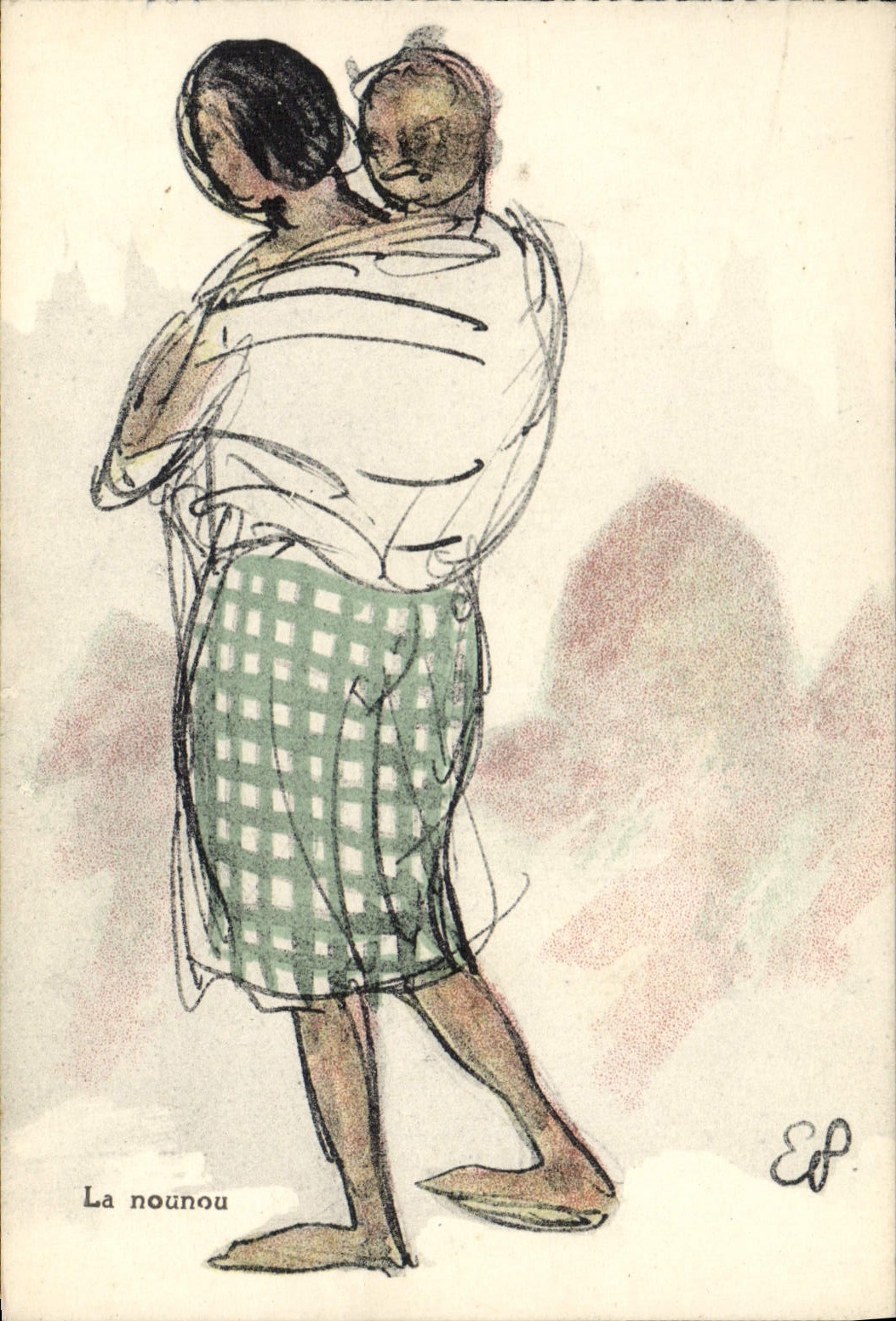 Orientalism de la POSTAL de la VENDIMIA la niñera