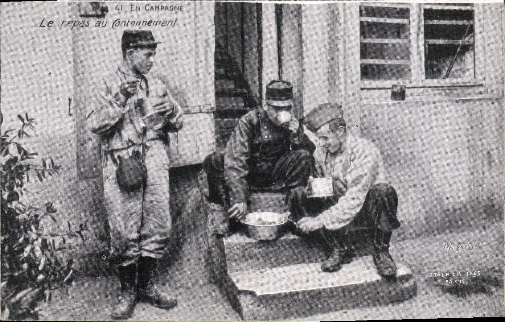 CPA Militaria Le repas du cantonnement