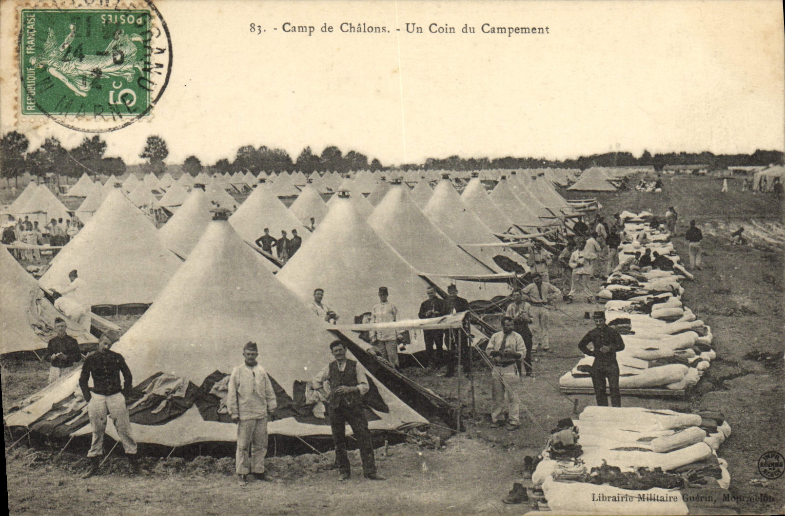 CPA Militaria Camp de Chalons un coin du campement