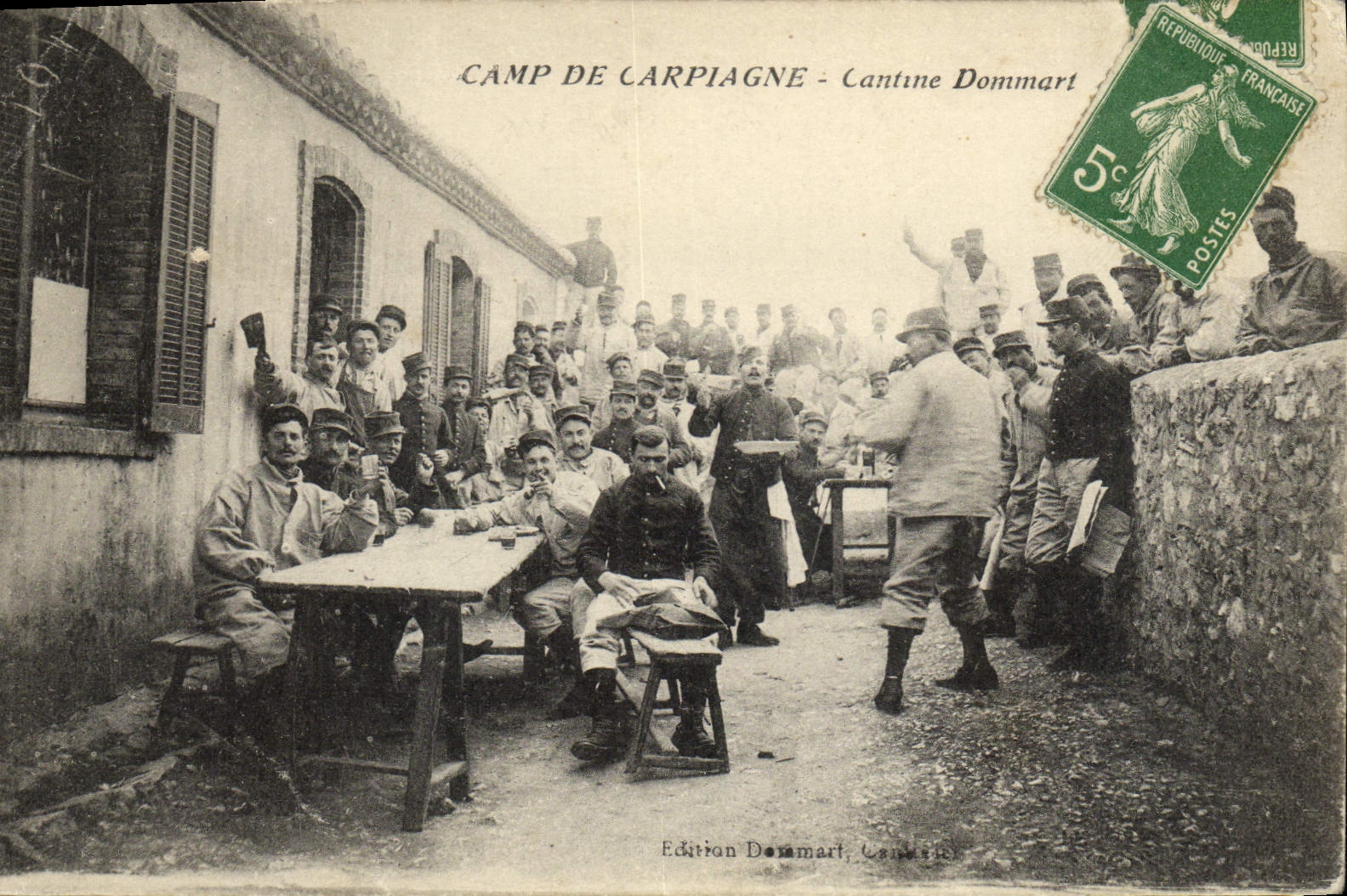 VINTAGE POSTCARD Militaria Camp of Carpiagne Dommart Canteen