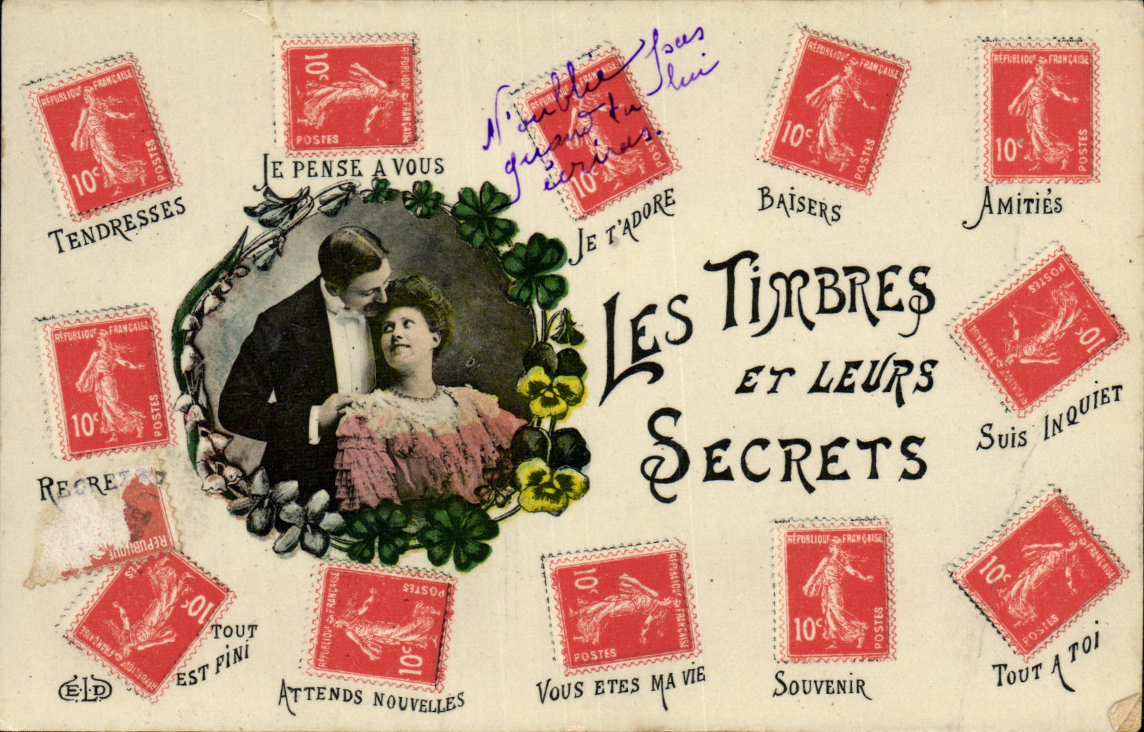 VINTAGE POSTCARD Sower stamps and their secrecies