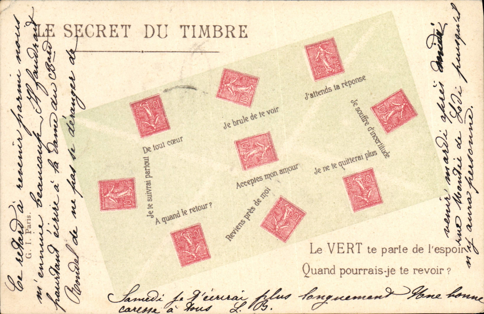 VINTAGE POSTCARD Sower the secrecy of the stamp