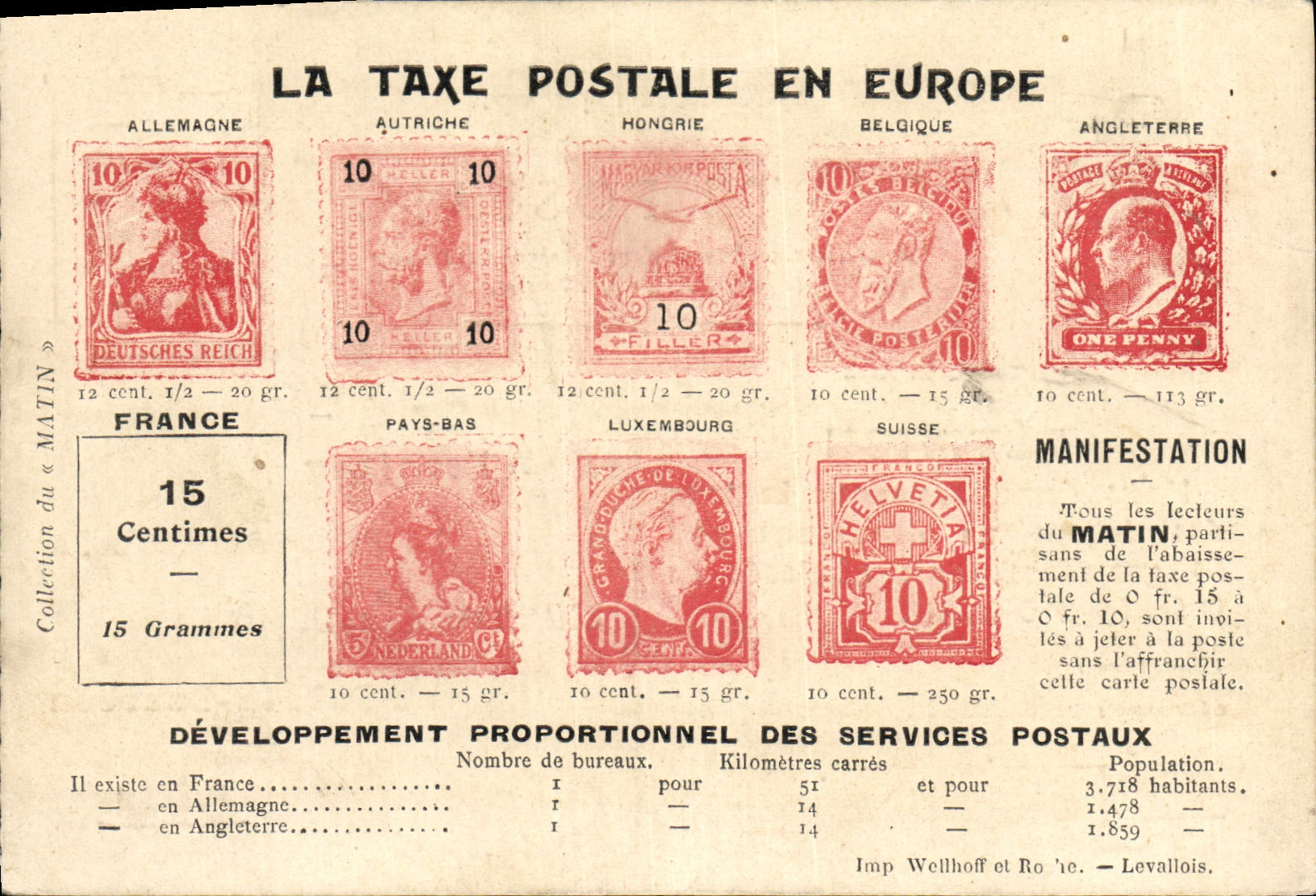 CPA La taxe postale en Europe Germania Paus Bas Hongrie Belgique Angleterre TOP