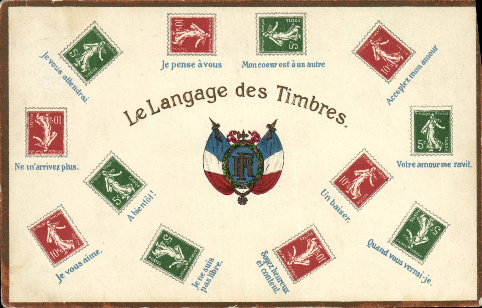 VINTAGE POSTCARD the language of the stamps Sower