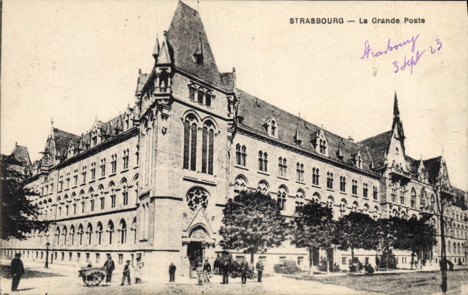 VINTAGE POSTCARD Strasbourg the large post office