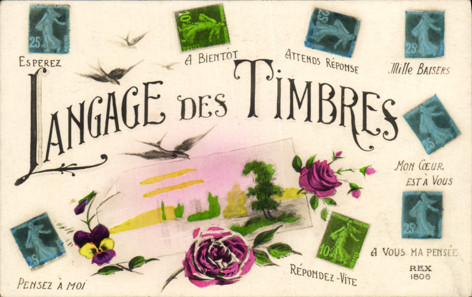 CPA Langage des timbres Semeuse