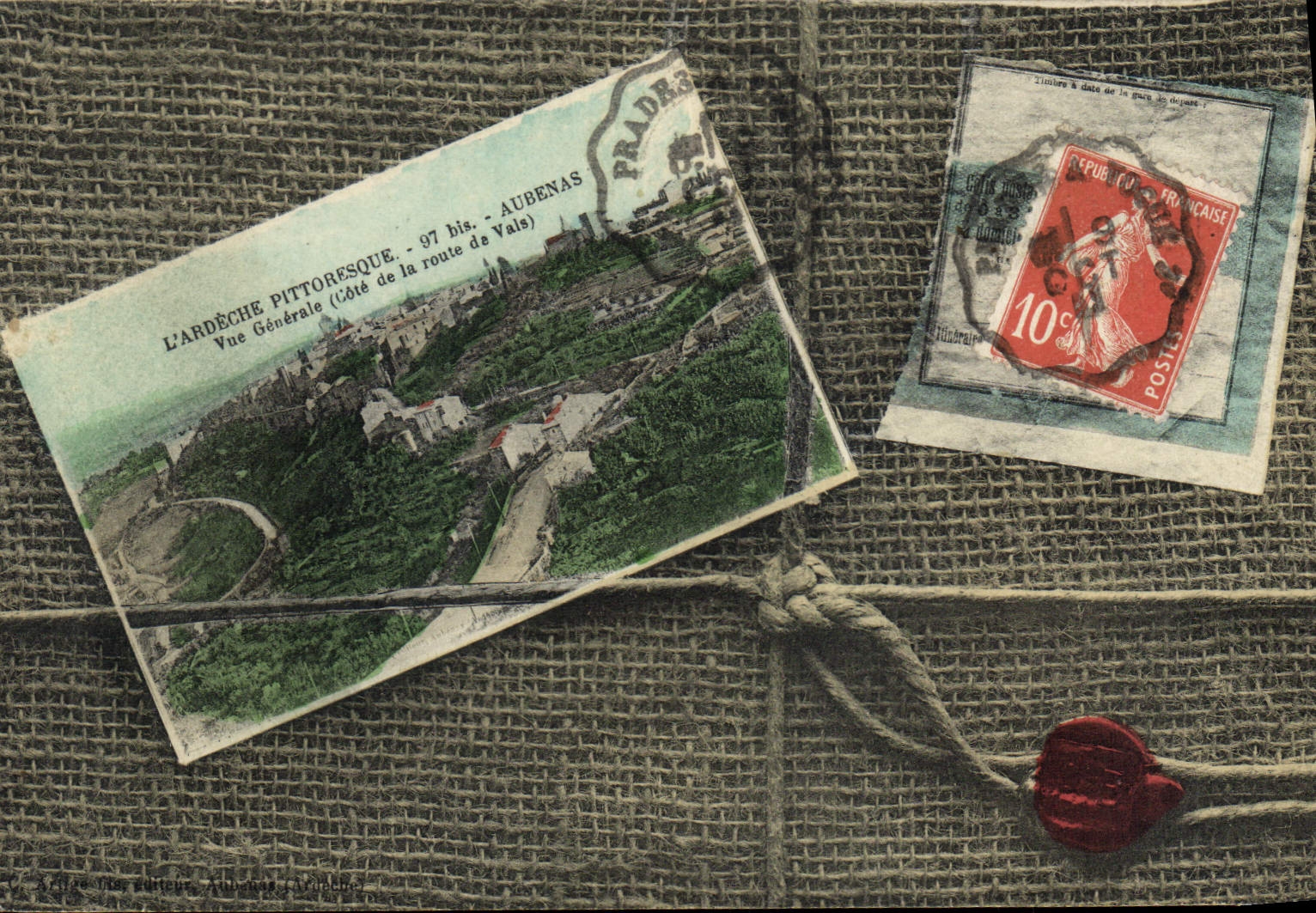 VINTAGE POSTCARD Aubenas Ardeche View Dimension of the road of Valleys