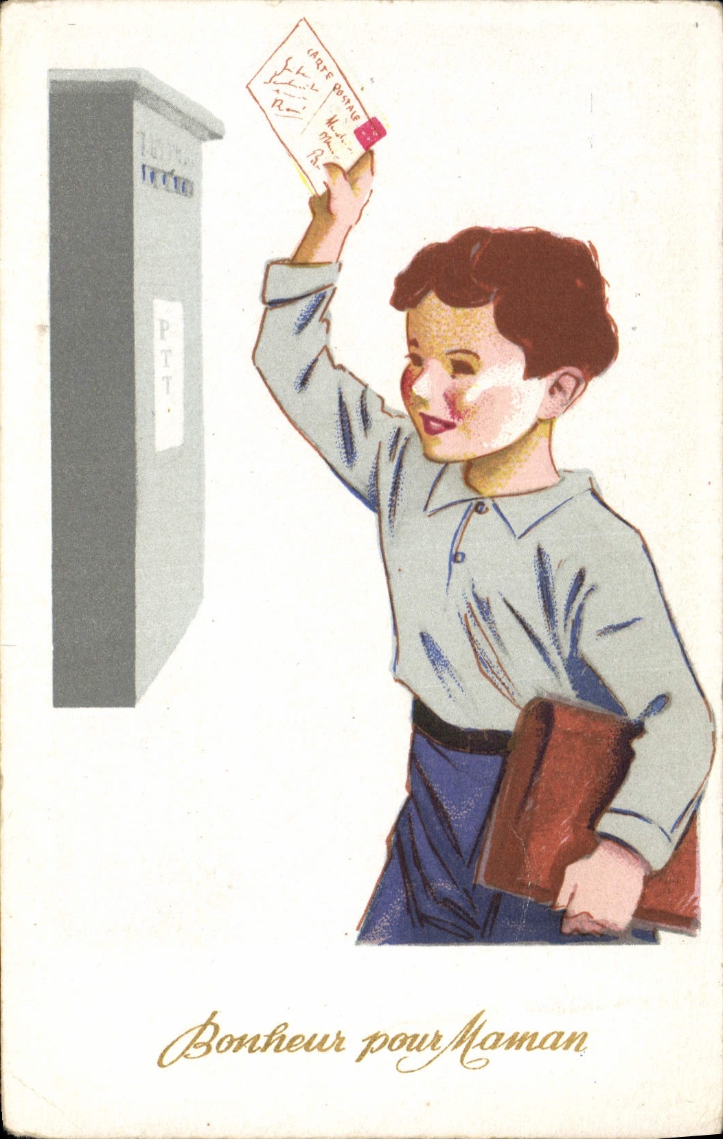 VINTAGE POSTCARD Child Letter-box