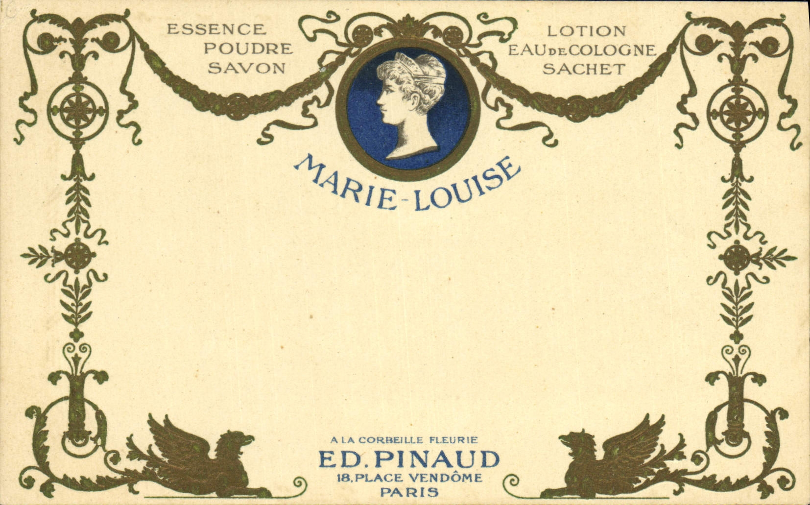 VINTAGE POSTCARD Parfumerie ED Pinaud Places Vendome Paris Marie Louise Eau de Cologne