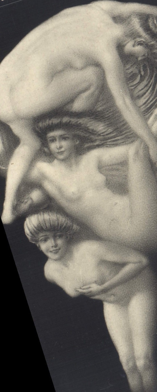 VINTAGE POSTCARD Surrealism a jovial fellow Women