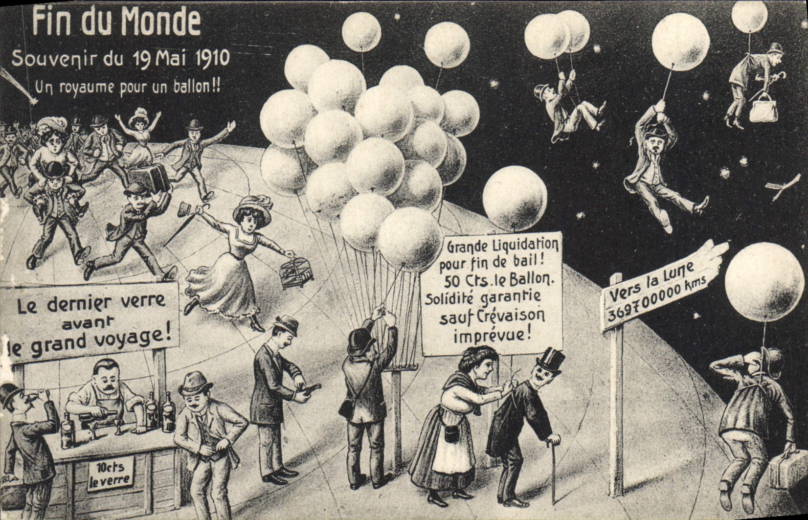 CPA Surrealisme Fin du monde le 19 mai 1910 Un royaume pour un ballon