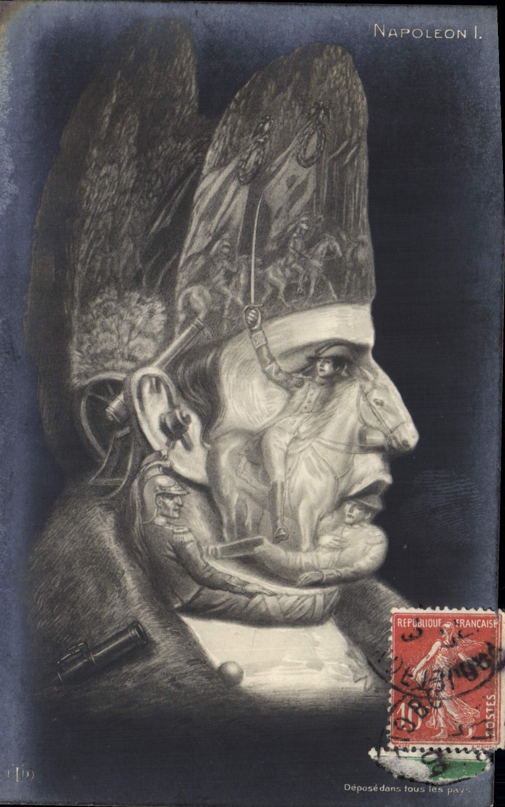 VINTAGE POSTCARD Surrealism Napoleon 1st Militaria TOP