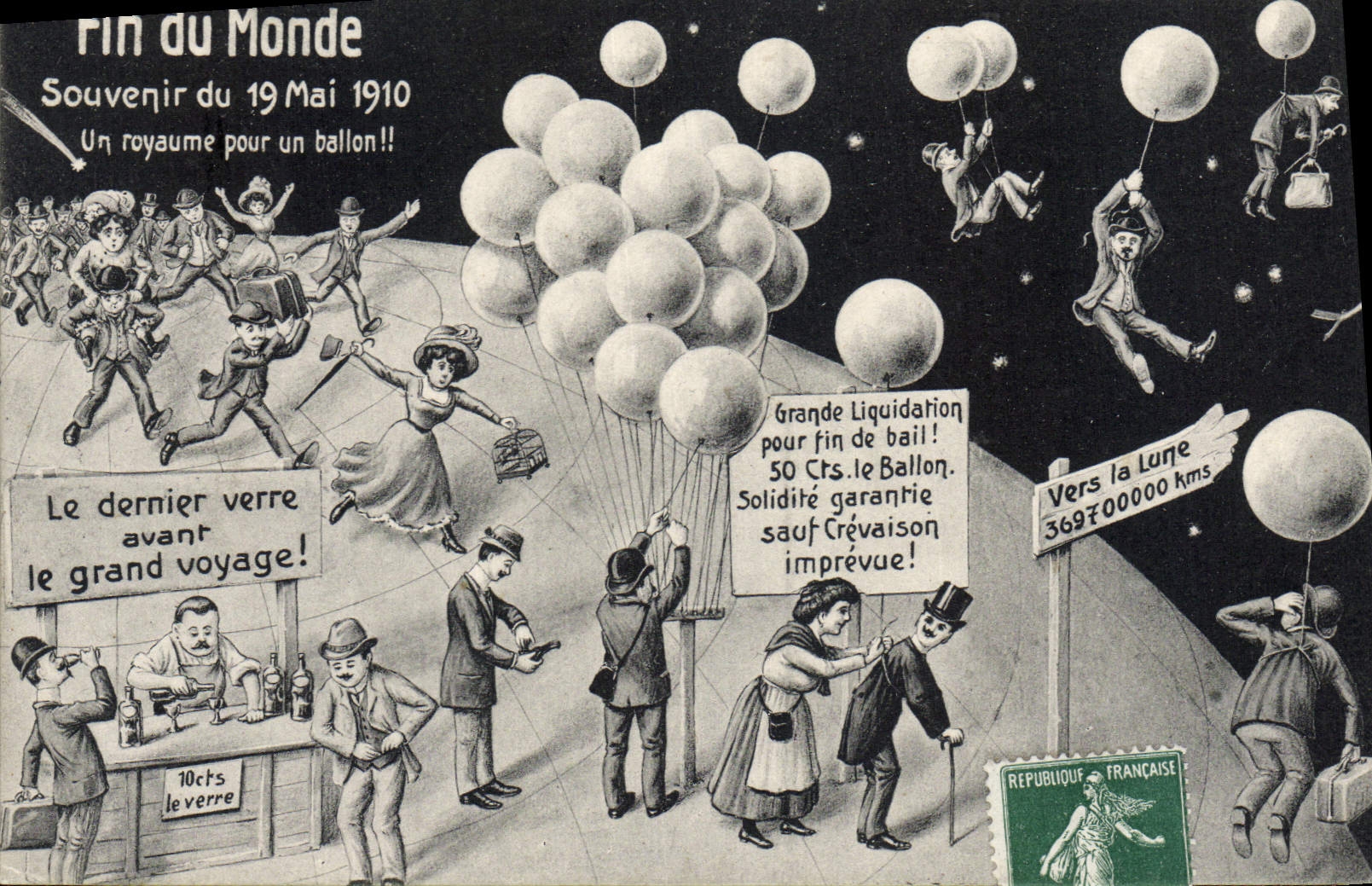 CPA Surrealisme Fin du monde le 19 mai 1910 Un royaume pour un ballon 